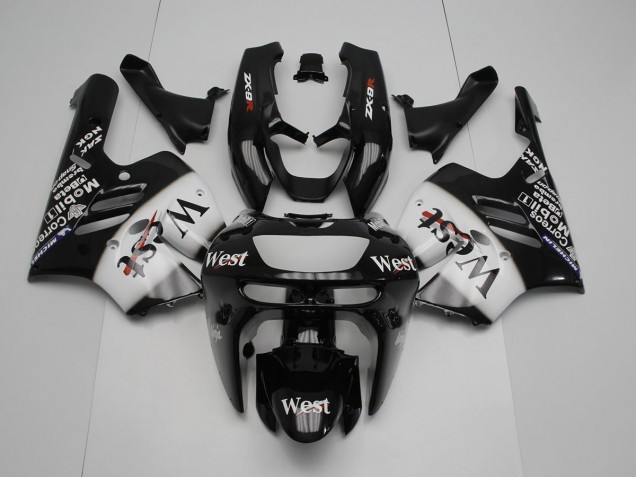 1994-1997 Schwarz weißes Westmuster Kawasaki ZX9R Motorrad Verkleidung 1994-1997 Schwarz weißes Westmuster Kawasaki ZX9R Motorrad Verkleidung