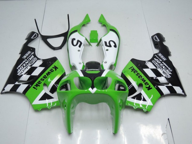 1996-2003 Grün Schwarz und Weiß Kawasaki ZX7R Motorrad Verkleidung 1996-2003 Grün Schwarz und Weiß Kawasaki ZX7R Motorrad Verkleidung