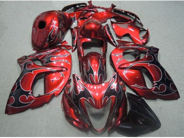 1996-2007 Rot mit Schwarz Flamme Suzuki GSXR 1300 Hayabusa Motorrad Verkleidung