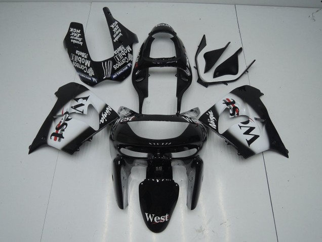 1998-1999 Schwarz West Kawasaki ZX9R Motorrad Verkleidung