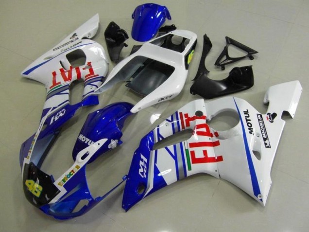 1998-2002 Blau Weiß Fiat Yamaha YZF R6 Motorrad Verkleidung 1998-2002 Blau Weiß Fiat Yamaha YZF R6 Motorrad Verkleidung