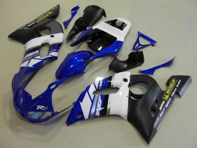 1998-2002 Blau Weiß und Schwarz Yamaha YZF R6 Motorrad Verkleidung 1998-2002 Blau Weiß und Schwarz Yamaha YZF R6 Motorrad Verkleidung