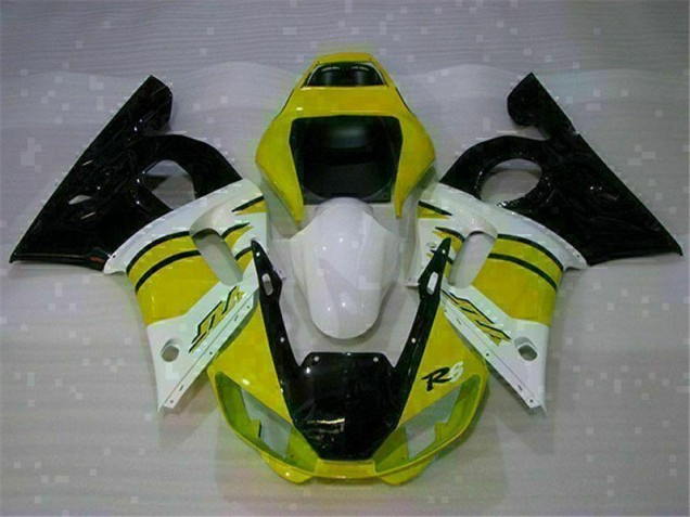 1998-2002 Gelb Weiß Yamaha YZF R6 Motorrad Verkleidung 1998-2002 Gelb Weiß Yamaha YZF R6 Motorrad Verkleidung