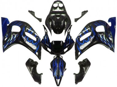 1998-2002 Schwarze Blau Flamme Yamaha YZF R6 Motorrad Verkleidung
