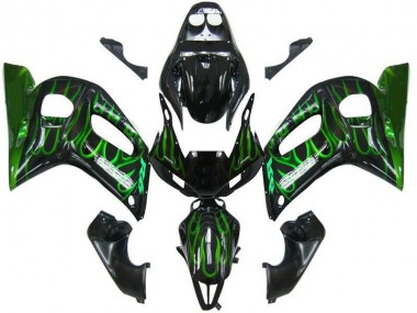 1998-2002 Schwarze grüne Flamme Yamaha YZF R6 Motorrad Verkleidung