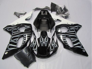 1998-2002 Schwarze weiße Flamme Yamaha YZF R6 Motorrad Verkleidung