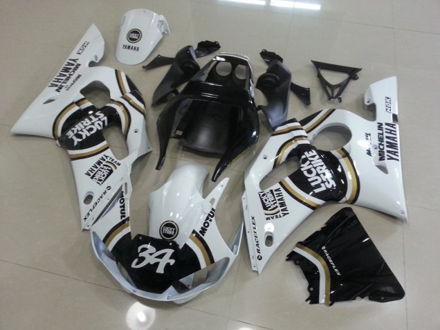 1998-2002 Weiß Schwarz Yamaha YZF R6 Motorrad Verkleidung 1998-2002 Weiß Schwarz Yamaha YZF R6 Motorrad Verkleidung