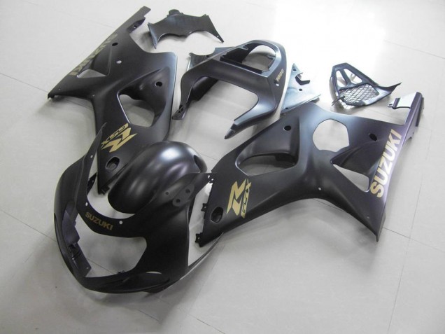 2000-2002 Ganz Matt Schwarz mit goldenem Aufkleber Suzuki GSXR 1000 Motorrad Verkleidung