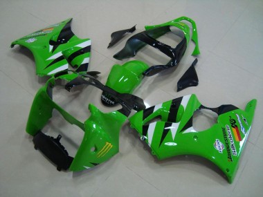 2000-2002 Grün Schwarz Kawasaki ZX6R Motorrad Verkleidung Komplett Sets