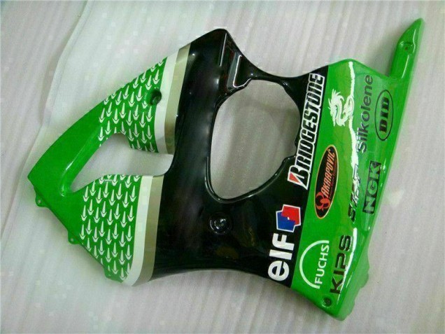 2000-2002 Grün Schwarz Kawasaki ZX6R Motorrad Verkleidungen