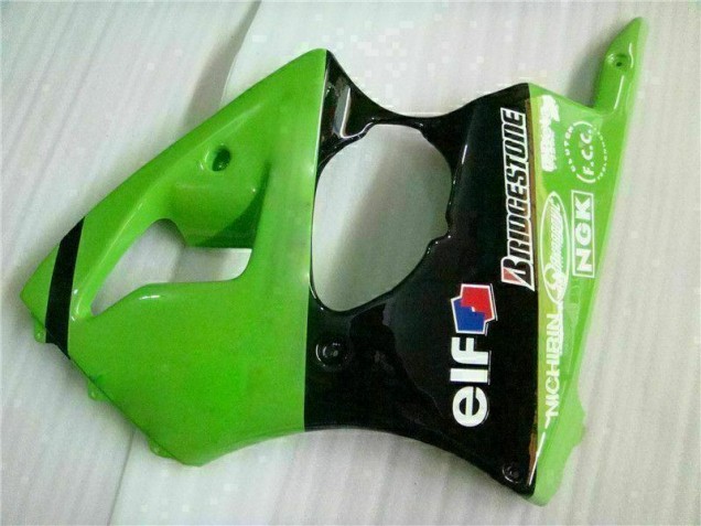 2000-2002 Grün Schwarz Kawasaki ZX6R Motorrad Vollverkleidung