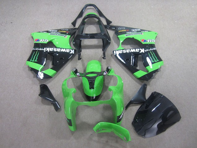 2000-2002 Schwarz grünes Monster Kawasaki ZX6R Motorrad Verkleidung