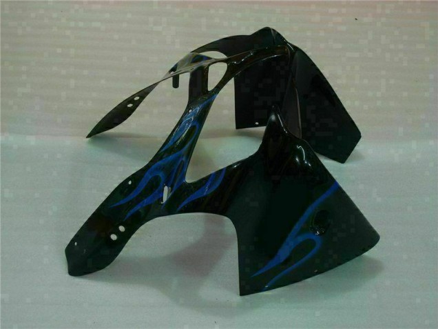 2000-2002 Schwarz mit Blaur Flamme Kawasaki ZX6R Motorrad Verkleidung 2000-2002 Schwarz mit Blaur Flamme Kawasaki ZX6R Motorrad Verkleidung