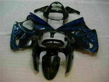 2000-2002 Schwarz mit Blaur Flamme Kawasaki ZX6R Motorrad Verkleidung