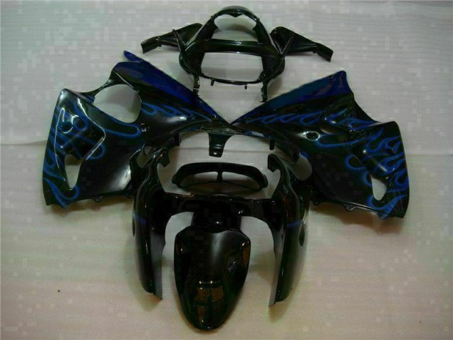 2000-2002 Schwarz mit Blaur Flamme Kawasaki ZX6R Motorrad Verkleidung 2000-2002 Schwarz mit Blaur Flamme Kawasaki ZX6R Motorrad Verkleidung