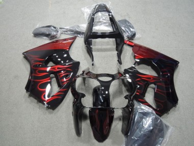 2000-2002 Schwarz rote Flamme Kawasaki ZX6R Motorrad Verkleidungen