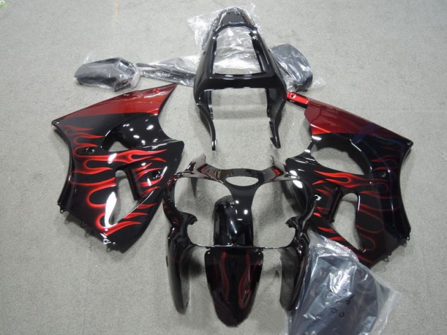 2000-2002 Schwarz rote Flamme Kawasaki ZX6R Motorrad Verkleidungen 2000-2002 Schwarz rote Flamme Kawasaki ZX6R Motorrad Verkleidungen