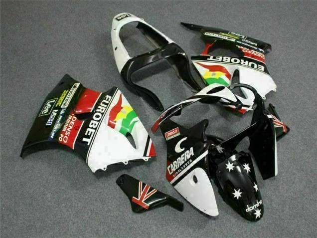 2000-2002 Schwarz weißer Eurobet Kawasaki ZX6R Motorrad Verkleidung 2000-2002 Schwarz weißer Eurobet Kawasaki ZX6R Motorrad Verkleidung