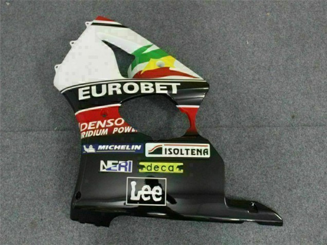 2000-2002 Schwarz weißer Eurobet Kawasaki ZX6R Motorrad Verkleidung 2000-2002 Schwarz weißer Eurobet Kawasaki ZX6R Motorrad Verkleidung