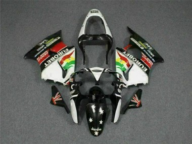 2000-2002 Schwarz weißer Eurobet Kawasaki ZX6R Motorrad Verkleidung