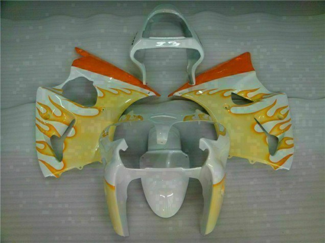 2000-2002 Weiß Gelb Flamme Kawasaki ZX6R Motorrad Verkleidung 2000-2002 Weiß Gelb Flamme Kawasaki ZX6R Motorrad Verkleidung