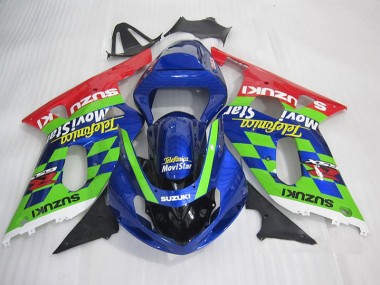 2001-2003 Blaugrün Rot Telefumia Movistar Suzuki GSXR 600 Motorrad Verkleidung