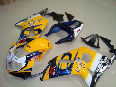 2001-2003 Gelb Blau Corona Extra Motul Suzuki GSXR 750 Motorrad Verkleidung