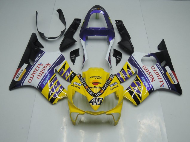 2001-2003 Gelb Weiß Nastro Azzurro Honda CBR600 F4i Motorrad Verkleidung 2001-2003 Gelb Weiß Nastro Azzurro Honda CBR600 F4i Motorrad Verkleidung