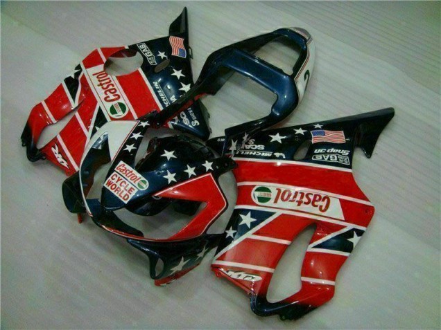 2001-2003 Rot Weiß Blau Castrol Cycle World Honda CBR600 F4i Motorrad Verkleidung 2001-2003 Rot Weiß Blau Castrol Cycle World Honda CBR600 F4i Motorrad Verkleidung