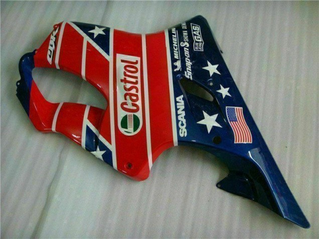 2001-2003 Rot Weiß Blau Castrol Cycle World Honda CBR600 F4i Motorrad Verkleidung 2001-2003 Rot Weiß Blau Castrol Cycle World Honda CBR600 F4i Motorrad Verkleidung