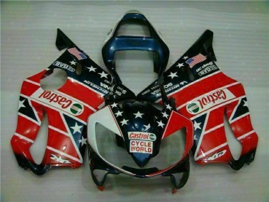 2001-2003 Rot Weiß Blau Castrol Cycle World Honda CBR600 F4i Motorrad Verkleidung