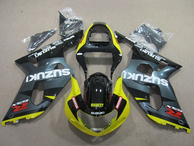 2001-2003 Schwarz Gelb Motul Suzuki GSXR 600 Motorrad Verkleidung 2001-2003 Schwarz Gelb Motul Suzuki GSXR 600 Motorrad Verkleidung