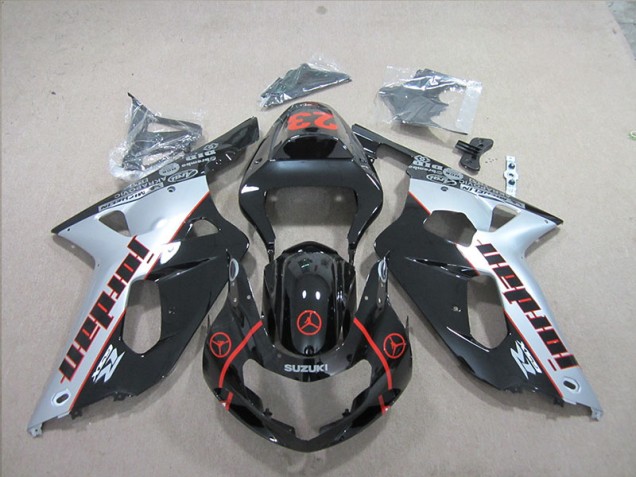 2001-2003 Schwarz Silber Suzuki GSXR 600 Motorrad Verkleidung 2001-2003 Schwarz Silber Suzuki GSXR 600 Motorrad Verkleidung