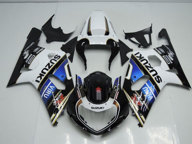 2001-2003 Schwarz Weiß Blau Viru Suzuki GSXR 750 Motorrad Verkleidung 2001-2003 Schwarz Weiß Blau Viru Suzuki GSXR 750 Motorrad Verkleidung