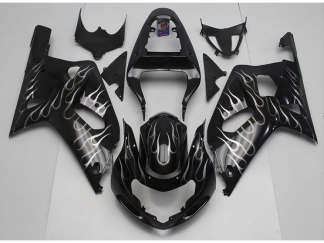 2001-2003 Schwarze weiße Flamme Suzuki GSXR 600/750 Motorrad Verkleidung 2001-2003 Schwarze weiße Flamme Suzuki GSXR 600/750 Motorrad Verkleidung