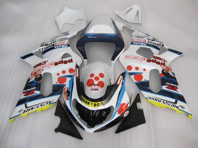2001-2003 Weiß Blau Dunkel Hund Suzuki GSXR 600 Motorrad Verkleidung 2001-2003 Weiß Blau Dunkel Hund Suzuki GSXR 600 Motorrad Verkleidung