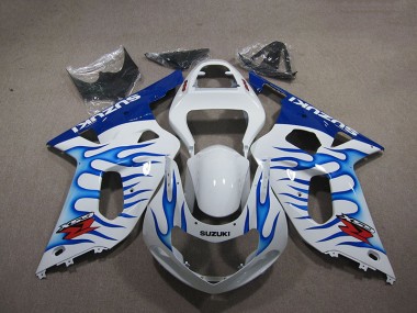 2001-2003 Weiß Blau Flamme Suzuki GSXR 750 Motorrad Verkleidung