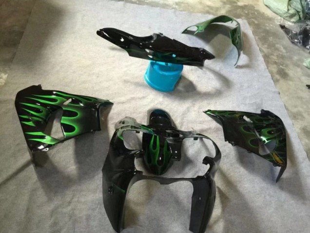 2002-2003 Glänzend Schwarze grüne Flamme Kawasaki ZX9R Motorrad Verkleidung 2002-2003 Glänzend Schwarze grüne Flamme Kawasaki ZX9R Motorrad Verkleidung