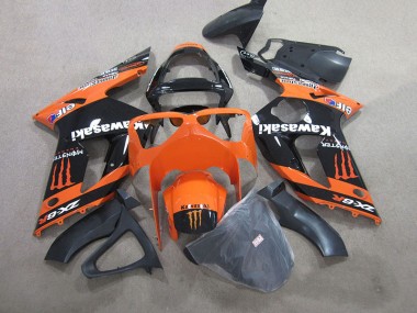 2003-2004 Schwarz Orange Monster Kawasaki ZX6R Motorrad Verkleidung