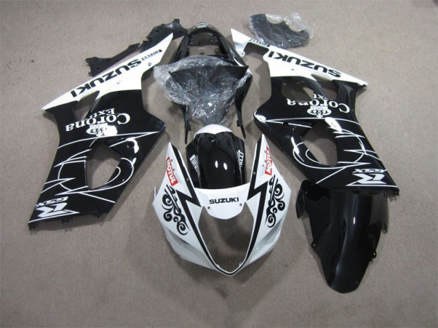 2003-2004 Schwarz Weiß Corona Extra Motul Suzuki GSXR 1000 Motorrad Verkleidung