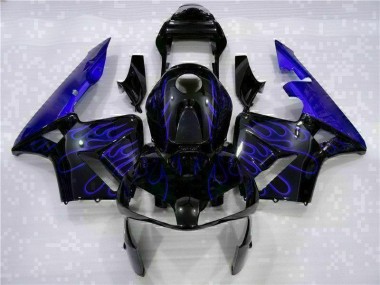 2003-2004 Schwarz mit Blaur Flamme Honda CBR600RR Motorrad Verkleidung