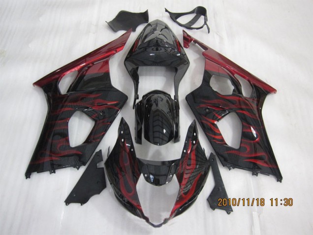 2003-2004 Schwarz rote Flamme Suzuki GSXR 1000 Motorrad Verkleidung 2003-2004 Schwarz rote Flamme Suzuki GSXR 1000 Motorrad Verkleidung