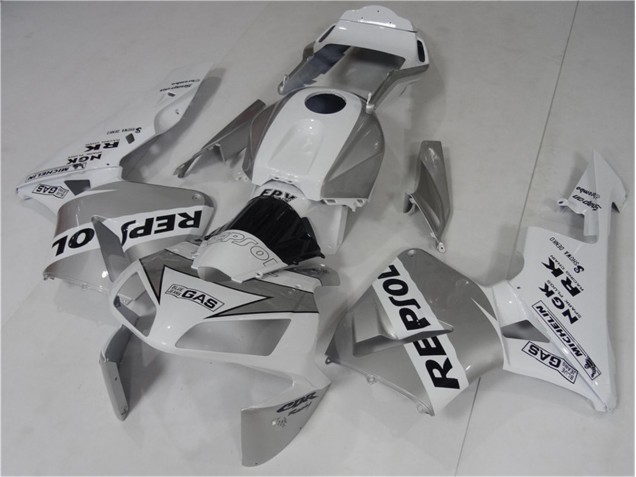 2003-2004 Silver Weiß Schwarz Repsol Honda CBR600RR Motorrad Verkleidung