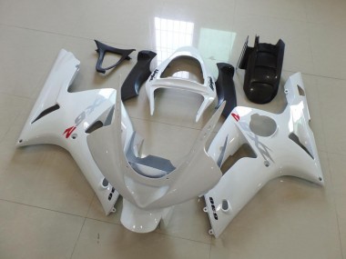 2003-2004 Weiß mit Silber Aufkleber Kawasaki ZX6R Motorrad Verkleidung