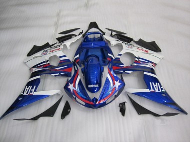 2003-2005 Blau Weiß Motul Fiat Yamaha YZF R6 Motorrad Verkleidung