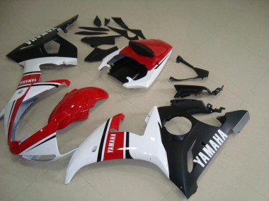 2003-2005 Rot Weiß Matt Schwarz Yamaha YZF R6 Motorrad Verkleidung