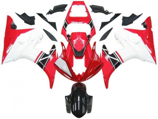 2003-2005 Rot Weiß Schwarz Yamaha YZF R6 Motorrad Verkleidung 2003-2005 Rot Weiß Schwarz Yamaha YZF R6 Motorrad Verkleidung