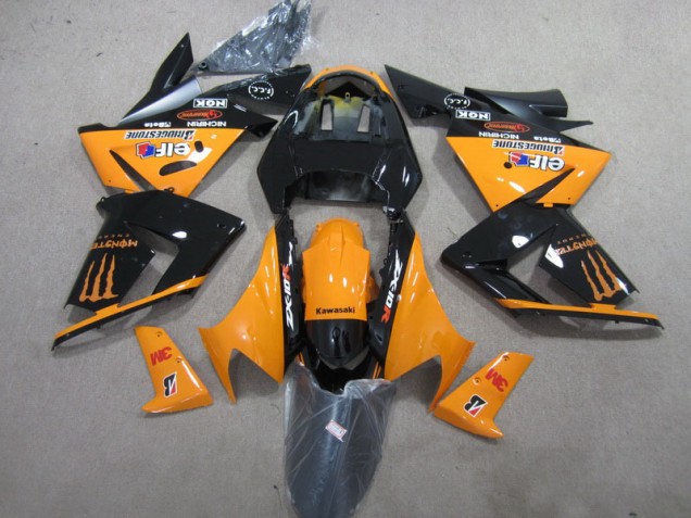2003-2005 Schwarz Orange 3M Monster Kawasaki ZX10R Motorrad Verkleidung 2003-2005 Schwarz Orange 3M Monster Kawasaki ZX10R Motorrad Verkleidung