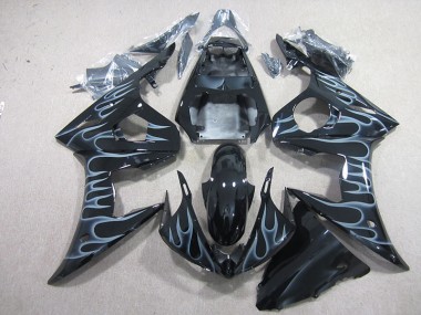 2003-2005 Schwarz mit Flamme Yamaha YZF R6 Motorrad Verkleidung