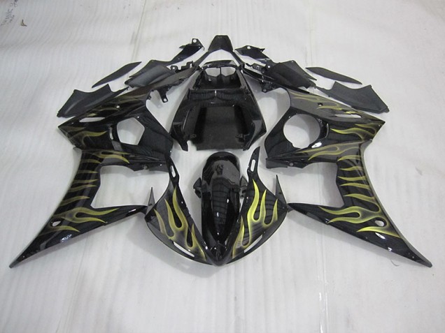 2003-2005 Schwarz mit gelber Flamme Yamaha YZF R6 Motorrad Verkleidung 2003-2005 Schwarz mit gelber Flamme Yamaha YZF R6 Motorrad Verkleidung